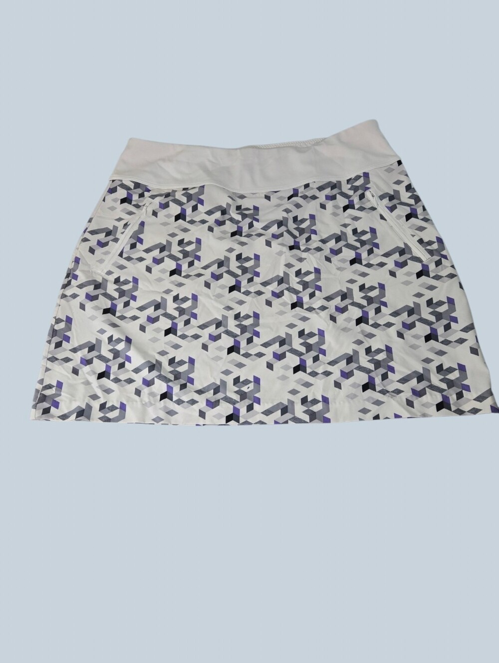 Annika Cutter & Buck White Geometric Print Women's Golf Skirt Sze L
